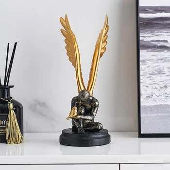 Sodobno Abstraktno Kiparstvo Smolo Angel Model Kip Zlati Luksuzni Domov Dekoracijo Dnevne Sobe Urad Za Namizni Dekor Figurice