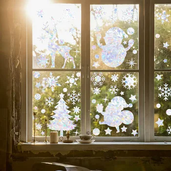 Sonce Lovilcev Snežinka Okno Nalepke Božično Dekoracijo za Dom Mavrica Prizme Santa Claus Statične Nalepke Božič Dekor Decals
