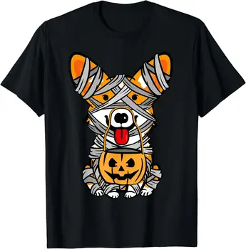 Srčkan Halloween Kostum Welsh Corgi Mumija Pes Ljubimec Design Majica s kratkimi rokavi Velikosti S-5XL