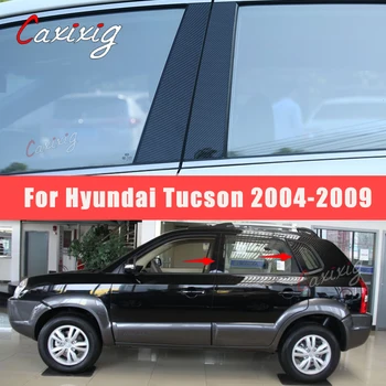 Stiker Pintu Jendela Mobil Efek Cermin Hitam B C Pilar Pos Penutup Bahan Stiker untuk za Hyundai Tucson 2004-2009