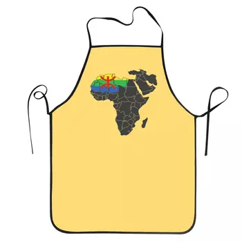 Unisex Amazigh Zastavo Afriki Zemljevid Predpasnik Kuhinja, Kuhar, Kuhanje, Peko, hlače z Oprsnikom Moški Ženske Berber Tifinagh Tablier Kuhinje za Slikarstvo
