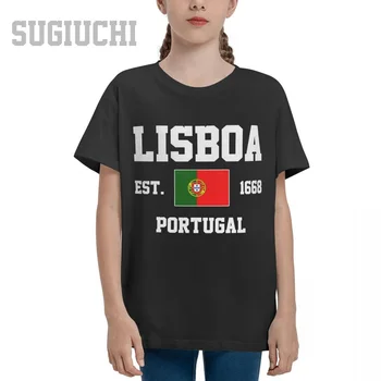 Unisex Mladi Fant/Dekle, Portugalska EST.1668 Lisboa, Lizbona Kapitala T-shirt Otroci tshirt tee 100% Bombaž Majica s kratkimi rokavi o-neck kratek Otrok