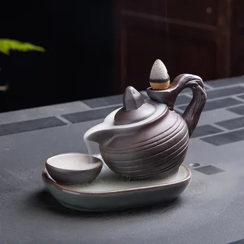 Vijolična gline keramični čajnik kadila gorilnik - Moon je oblikovan za dekoracijo dnevna soba in pisarna - Dom kadila podstavek dekoracijo