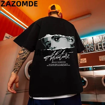 ZAZOMDE Poletje Moških Risanka T-shirt Anime Tiskanje Vrh Tees Japonski Slog Priložnostne Oversize T Shirt Hip Hop Moških Udobno TShirt
