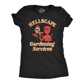 Ženska Hellscape Vrtnarske Storitve T Shirt Smešno Hudič Krajinsko Šala Tee Za