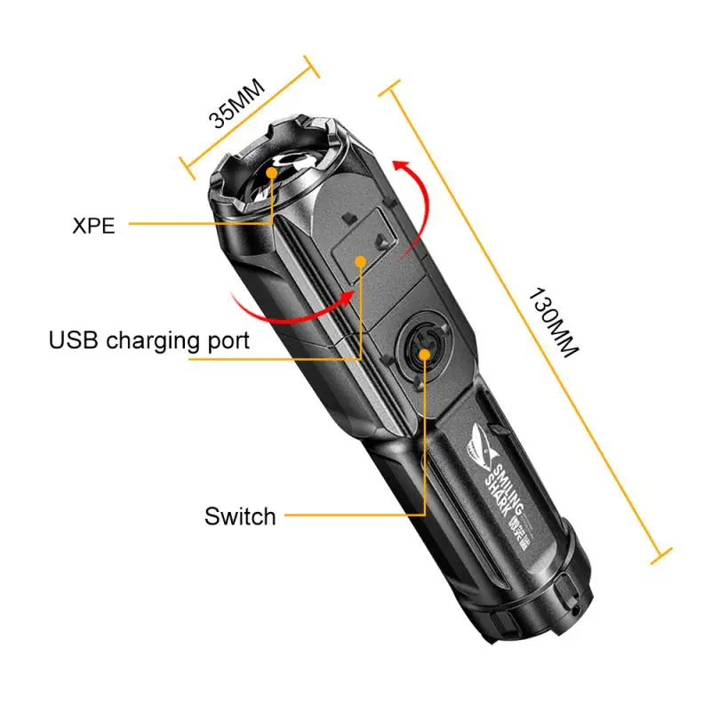 1~5PCS Prenosna Svetilka Močno Svetlobo Visoko-zmogljiva Akumulatorska Zoom Polnjenje prek kabla USB Prenosne Ročne Svetilke Za Kampiranje na Prostem Avto