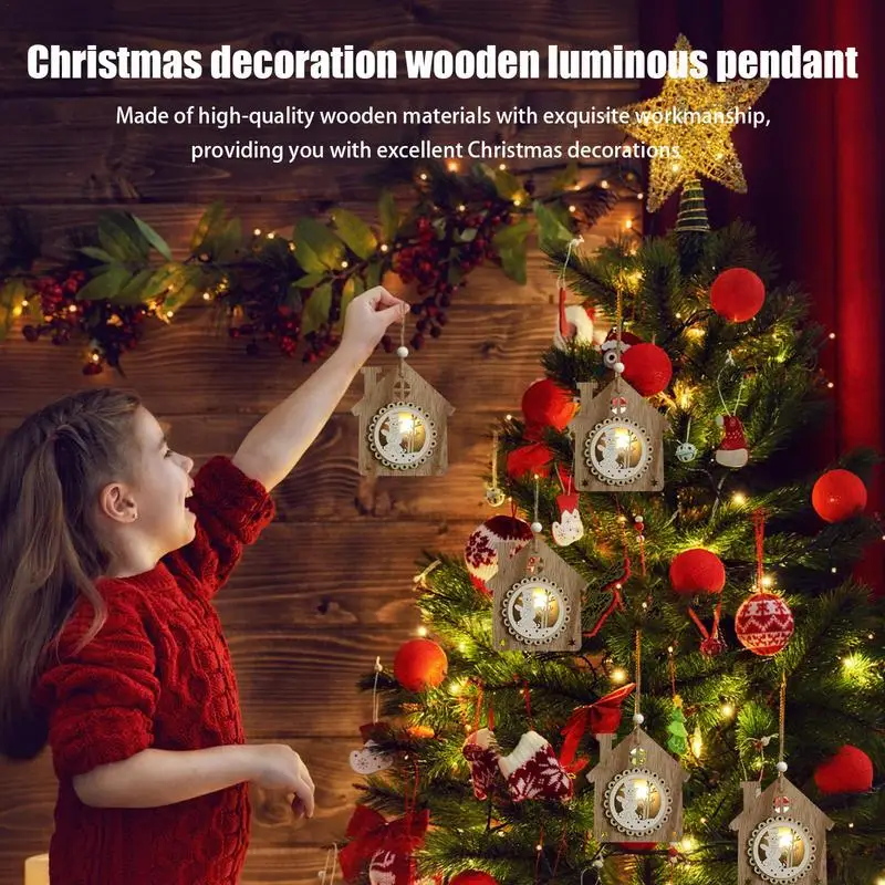 Božični Luči LED Svetlobna Lesene Okras Božično Drevo Okraski Za Dom Stranko Novo Leto Otroci Darila