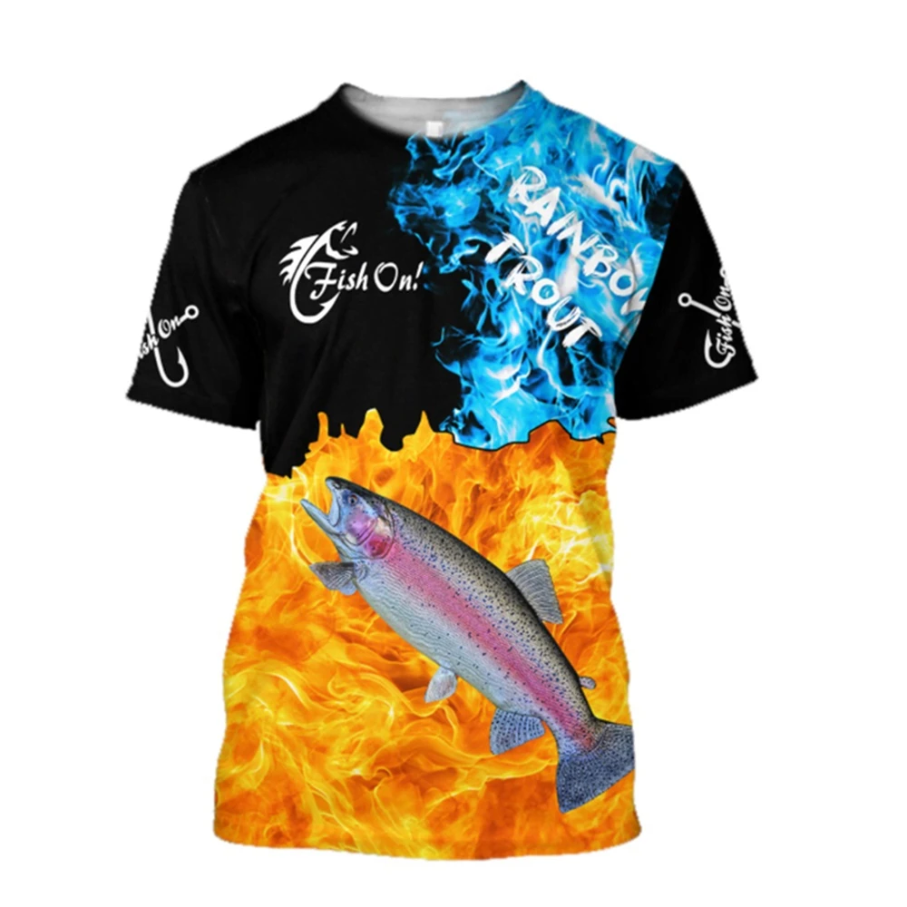 Osvežilni Poletni moška Oblačila za Podvodni Ribolov Vzorec T-Shirt 3D Tiskanih Krog Vratu Šport Priložnostne Kratka Sleeved Vrh