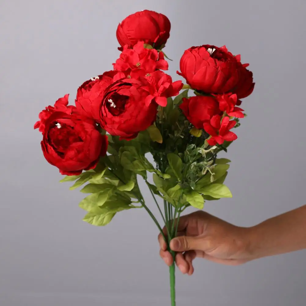 Umetno Svilo Peony Cvetje Visoko-kakovostnih Evropskih Slog Umetno Peony Šopke za Diy Poročno Dekoracijo Doma dolgotrajno Svile