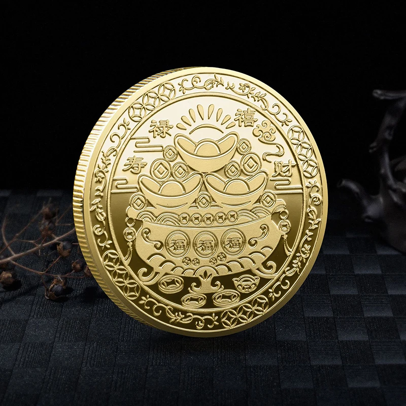 1Pc Visoko kakovostni Likalnik Kitajski Slog Kovanec Zmaj Spominski Kovanec pozlačeni Srečen, Amuleti In Zaupa Dobre Želje