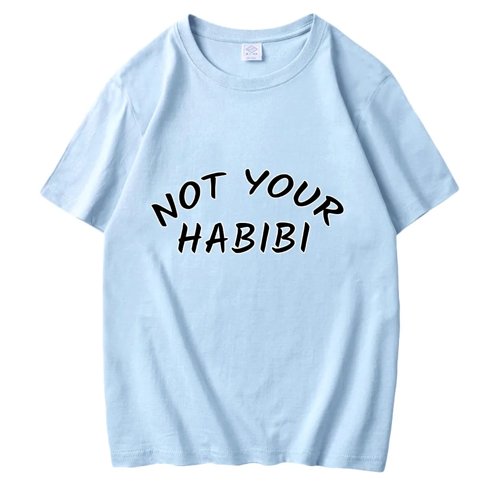 Ne Habibi Risanka Črko T-shirt Moški Ženske Hip Hop Prevelik Priložnostne T-shirt Visoke Kakovosti Poletje Kratek Slevee Ulične
