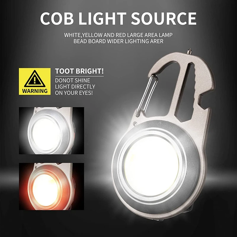 4 Kos LED Mini COB Svetilke 7 Svetlobe Način Svetlobe Keychain Svetilka 500 Lumnov Svetlo Žep Svetilka za Polnjenje