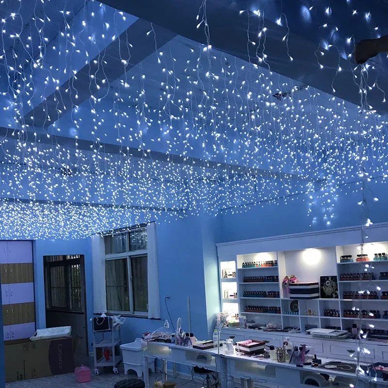 Božič Ledenica Zavese Niz LED Luči, Okraski za Dom Pozimi Ulica Eave Dekor Počitnice za Razsvetljavo na Prostem Garland Luči