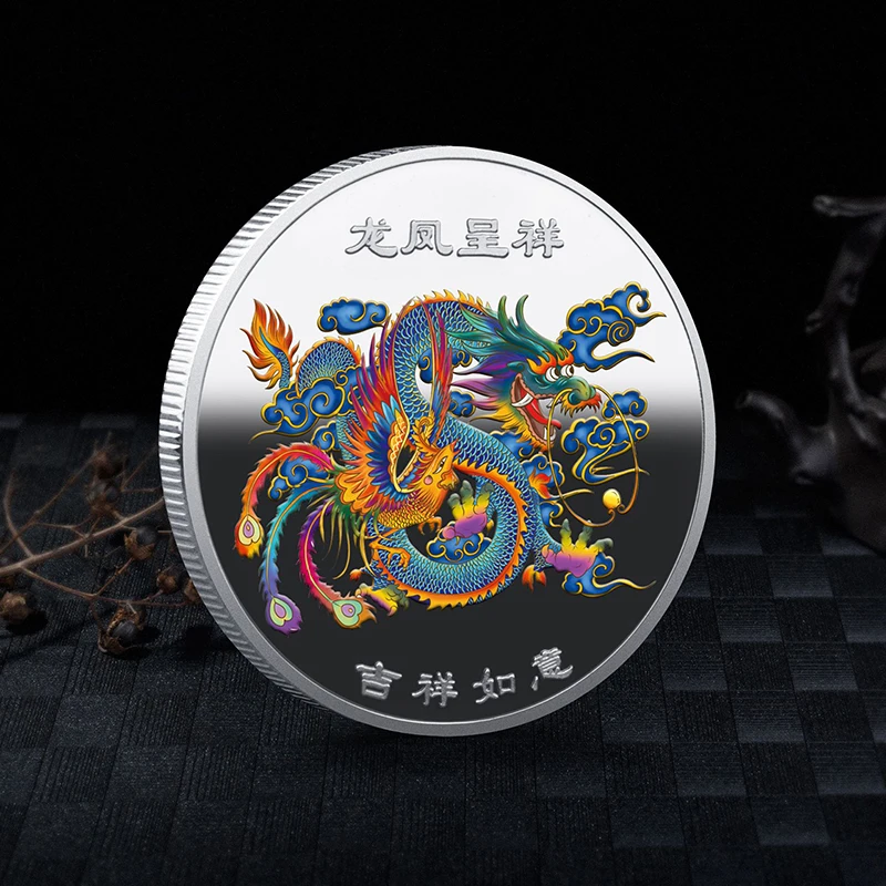 1Pc Visoko kakovostni Likalnik Kitajski Slog Kovanec Zmaj Spominski Kovanec pozlačeni Srečen, Amuleti In Zaupa Dobre Želje