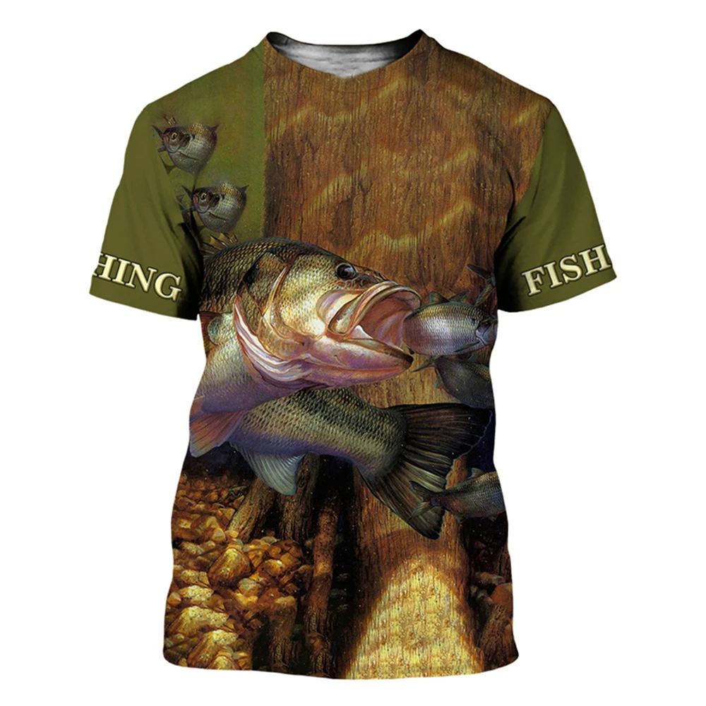 Osvežilni Poletni moška Oblačila za Podvodni Ribolov Vzorec T-Shirt 3D Tiskanih Krog Vratu Šport Priložnostne Kratka Sleeved Vrh